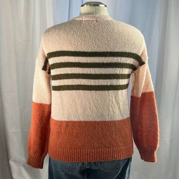 Liam & Co open front cardigan long sleeves orange green cream small - Picture 4 of 10